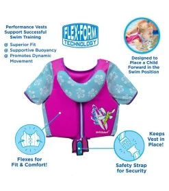 Kids' Deluxe Swim Trainer Vest With Collar 14 Kids' Deluxe Swim Trainer Vest With Collar -Swim Equipment Store 5665917108392 pinkblue 4a