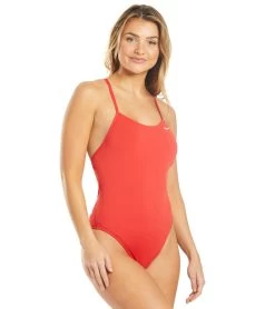 Nike Women's HydraStrong Lace Up Tie Back One Piece Swimsuit -Swim Equipment Store 5666593308840 universityred 3a
