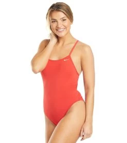 Nike Women's HydraStrong Lace Up Tie Back One Piece Swimsuit -Swim Equipment Store 5666593308840 universityred 5a