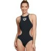 Arena Women's One Big Logo One Piece Swimsuit -Swim Equipment Store 5667733176488 blacksilver 1a