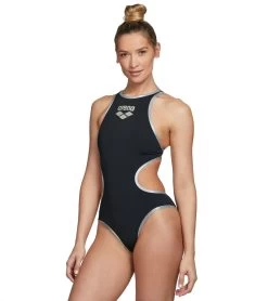Arena Women's One Big Logo One Piece Swimsuit -Swim Equipment Store 5667733176488 blacksilver 5a