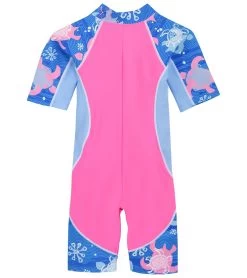 Girls Low Tide Short Sleeve Sunsuit (Baby, Toddler, Little Kid) -Swim Equipment Store 5668178264232 pinkwave 2a