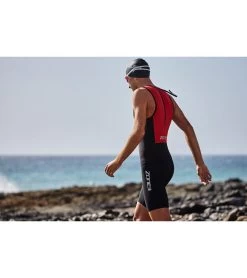 Zone3 Men's Streamline Sleeveless Swim Skin -Swim Equipment Store 5668191961256 blackred 3a