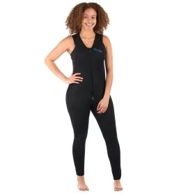 Level Six Women's Farmer Jane Front Zip Long Jane Neoprene Wetsuit -Swim Equipment Store 5669079318696 black 4a