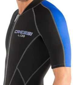 CRESSI Men's 2mm Lido Short Sleeve Springsuit Wetsuit -Swim Equipment Store 5669111759016 blackblue 4a