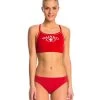 Lifeguard Thin Strap Piped Two Piece Bikini Swimsuit Set -Swim Equipment Store 5670011535528 red 1a