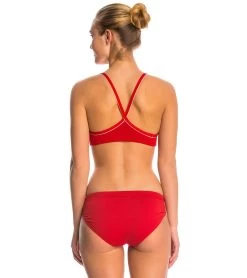 Lifeguard Thin Strap Piped Two Piece Bikini Swimsuit Set -Swim Equipment Store 5670011535528 red 3a