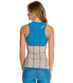 2XU Women's Elite Compression Tri Singlet -Swim Equipment Store 5671566540968 pacificbluepebblegrey 3a