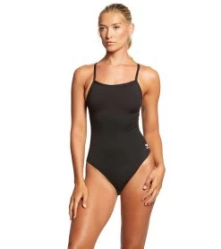 Speedo Women's Solid Endurance + Flyback Training One Piece Swimsuit -Swim Equipment Store 5671898939560 blackblack 4a