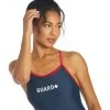 Guard Piped Thin Strap One Piece Swimsuit -Swim Equipment Store 5672529821864 navyred 1a