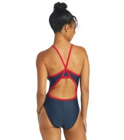Guard Piped Thin Strap One Piece Swimsuit 9 Guard Piped Thin Strap One Piece Swimsuit -Swim Equipment Store 5672529821864 navyred 3a