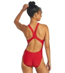 Guard Solid Wide Strap One Piece Swimsuit -Swim Equipment Store 5672532279464 red 3a