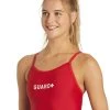 Guard Solid Thin Strap One Piece Swimsuit -Swim Equipment Store 5672534114472 red 1a