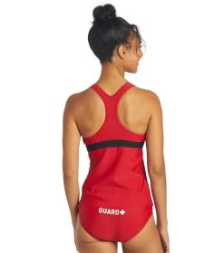 Guard Racerback Solid Tankini Top -Swim Equipment Store 5672538439848 redblackred 3a