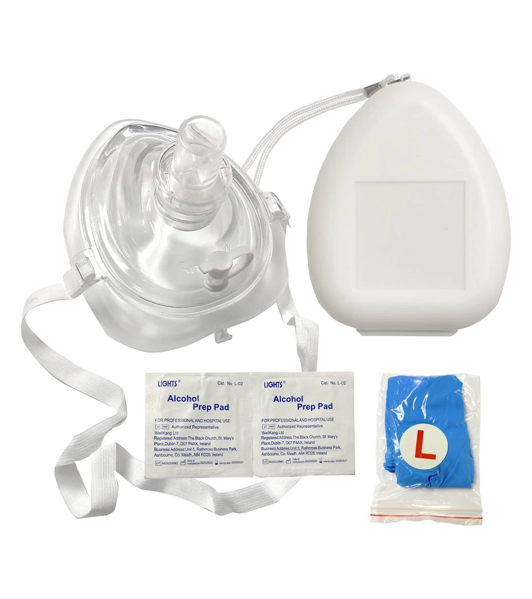 Ambu CPR Mask With O2 Inlet, Headstrap, Gloves, And Wipes, Blank No Logo 4 Ambu CPR Mask With O2 Inlet, Headstrap, Gloves, And Wipes, Blank No Logo - Image 2