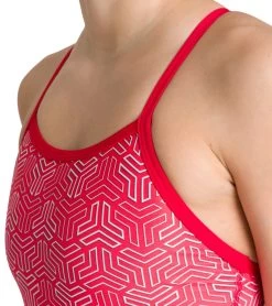 Arena Women's Kikko MaxLife Light Drop Back One Piece Swimsuit -Swim Equipment Store 5677493092520 redmultired 4a