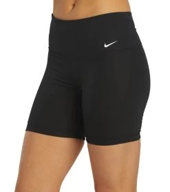 Nike Women's 6" Chlorine Resistant Essential Kick Swim Short -Swim Equipment Store 6100144554152 black 5a