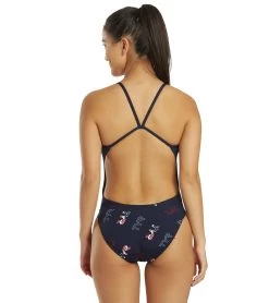 Women's Cascading TYR Print Cutoutfit One Piece Swimsuit -Swim Equipment Store 6663769489576 redwhiteblue 3a