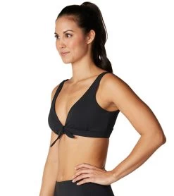 Tie Front Yoga Sports Bra -Swim Equipment Store 6672762437800 ebony 3a