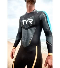 TYR Men's Hurricane Cat 2 Fullsleeve Triathlon Wetsuit -Swim Equipment Store 6751580749992 blackblueorange 4a