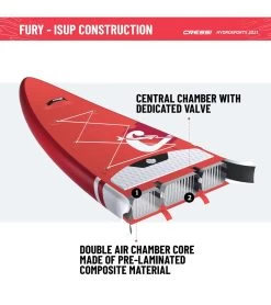 CRESSI Set Isup Fury Touring Dc 12’2’' Rosso Inflatable SUP -Swim Equipment Store 6856350761128 redwhite 13a