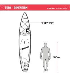 CRESSI Set Isup Fury Touring Dc 12’2’' Rosso Inflatable SUP -Swim Equipment Store 6856350761128 redwhite 8a