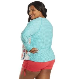Women's Plus Size Floral Fantasy Scarlett Sun Guard Long Sleeve Top -Swim Equipment Store 7064853381288 whtmlti 3a