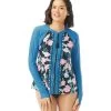 Women's Floral Fantasy Mary Long Sleeve Sun Guard Top -Swim Equipment Store 7065507725480 blkmulti 1a