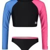 Under Armour Girls' Long Sleeve UPF 30+ Crop Rashguard Set (Little Kid, Big Kid) -Swim Equipment Store 7186272059560 black 1a