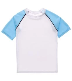 Boys' White Light Blue Sleeve SS Rash Top (Toddler, Little Kid, Big Kid)