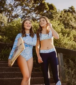 Girls' Aqua Bloom Sustainable LS Surf Suit (Baby, Toddler, Little Kid, Big Kid) -Swim Equipment Store 7217026302120 blue 5a