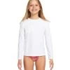 Volcom Girls' Simply Core Long Sleeve Rash Guard (Little Kid, Big Kid) -Swim Equipment Store 7399735623848 white 1a