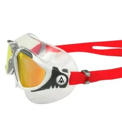 AQUASPHERE Vista Titanium Mirrored Lens Mask -Swim Equipment Store 7473587716264 redtitaniummirroredlenswhitewithredstrap 4a