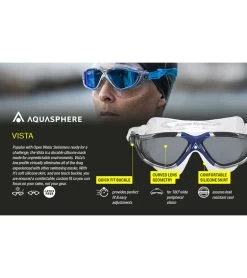 AQUASPHERE Vista Titanium Mirrored Lens Mask -Swim Equipment Store 7473587716264 redtitaniummirroredlenswhitewithredstrap 5a