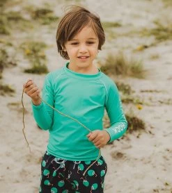 Boys' Grassy Green Long Sleeve Rashguard (Toddler, Little Kid, Big Kid) -Swim Equipment Store 7601447010472 green 3aa