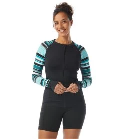 Women's Shorelines Stripe Ava Long Sleeve Zip Front Rashguard