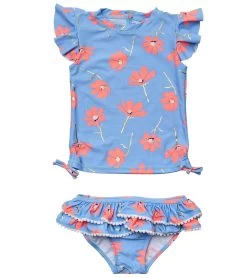 Girls' Beach Bloom Short Sleeve Two Piece Rash Guard Set (Baby, Toddler, Little Kid)