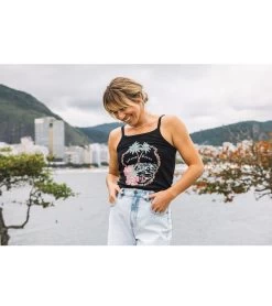 Volcom Women's 1991 Strappy Tank Top -Swim Equipment Store 7650530623656 black 4a