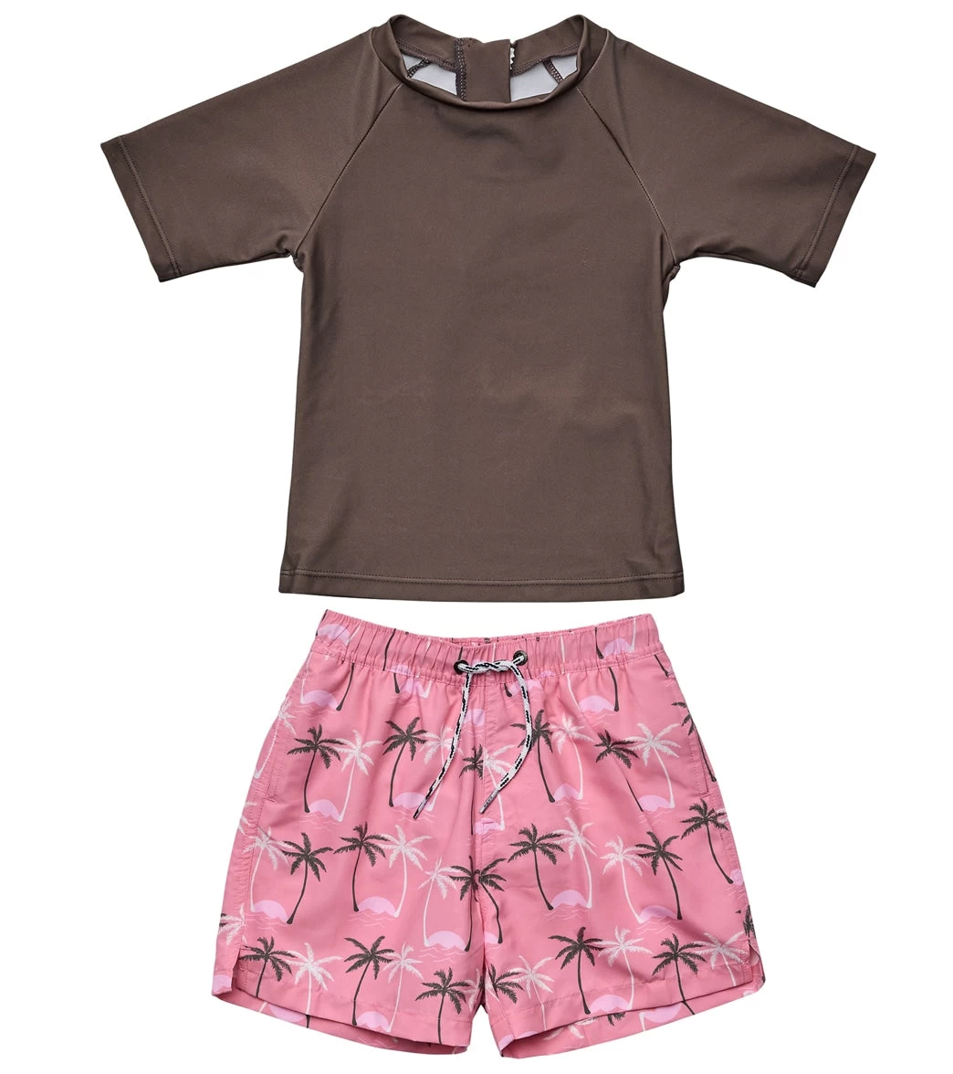 Boys' Palm Paradise Sustainable Short Sleeve Rashguard Set (Baby) 3 Boys' Palm Paradise Sustainable Short Sleeve Rashguard Set (Baby)