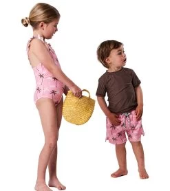 Boys' Palm Paradise Sustainable Short Sleeve Rashguard Set (Baby) 7 Boys' Palm Paradise Sustainable Short Sleeve Rashguard Set (Baby) -Swim Equipment Store 7652778967208 pink 3a