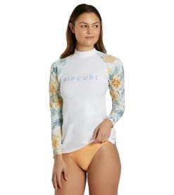 Rip Curl Women's Always Summer Long Sleeve UPF 50 Surf Shirt -Swim Equipment Store 7658065199272 white 4a