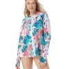 Women's Island Floral Pique Mary Long Sleeve Zip Front Rash Guard -Swim Equipment Store 7756314443944 multi 1a